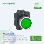 Schneider Harmony XA2 Illuminated Push Button Green Tombol Iluminasi Hijau 22mm 220VAC 1NO Spring XA2AW33M1 Pengganti XA2EW33M1