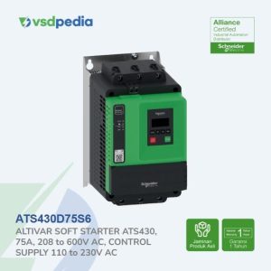 Soft starter, Altivar Soft Starter ATS430, 75A, 208 to 600V AC, control supply 110 to 230V AC